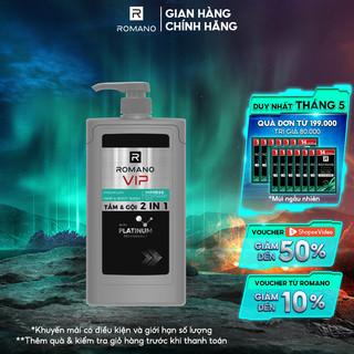 Tắm gội 2 trong 1 nước hoa cao cấp Romano VIP Impress 650g