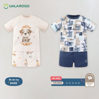 Bộ Uala Rogo cộc tay petit thun lạnh mềm mịn thoáng mát thấm hút tốt in họa tiết cho bé trai bé gái 3695 3645 3644 2333
