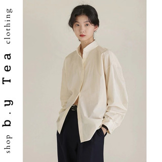 Áo sơ mi nữ cổ tàu tay dài basic | lury shirt - b.y tea
