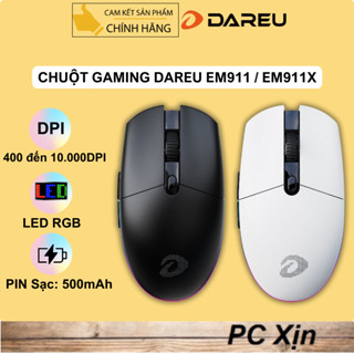 Chuột chơi game Dareu EM911X / EM911 RGB LED (DareU BRAVO sensor: 10.000 DPI, Lightweight: 72g)