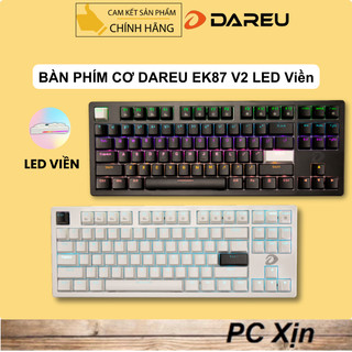 Bàn phím cơ gaming dareu ek87 v2 black trắng - led bo viền rgb