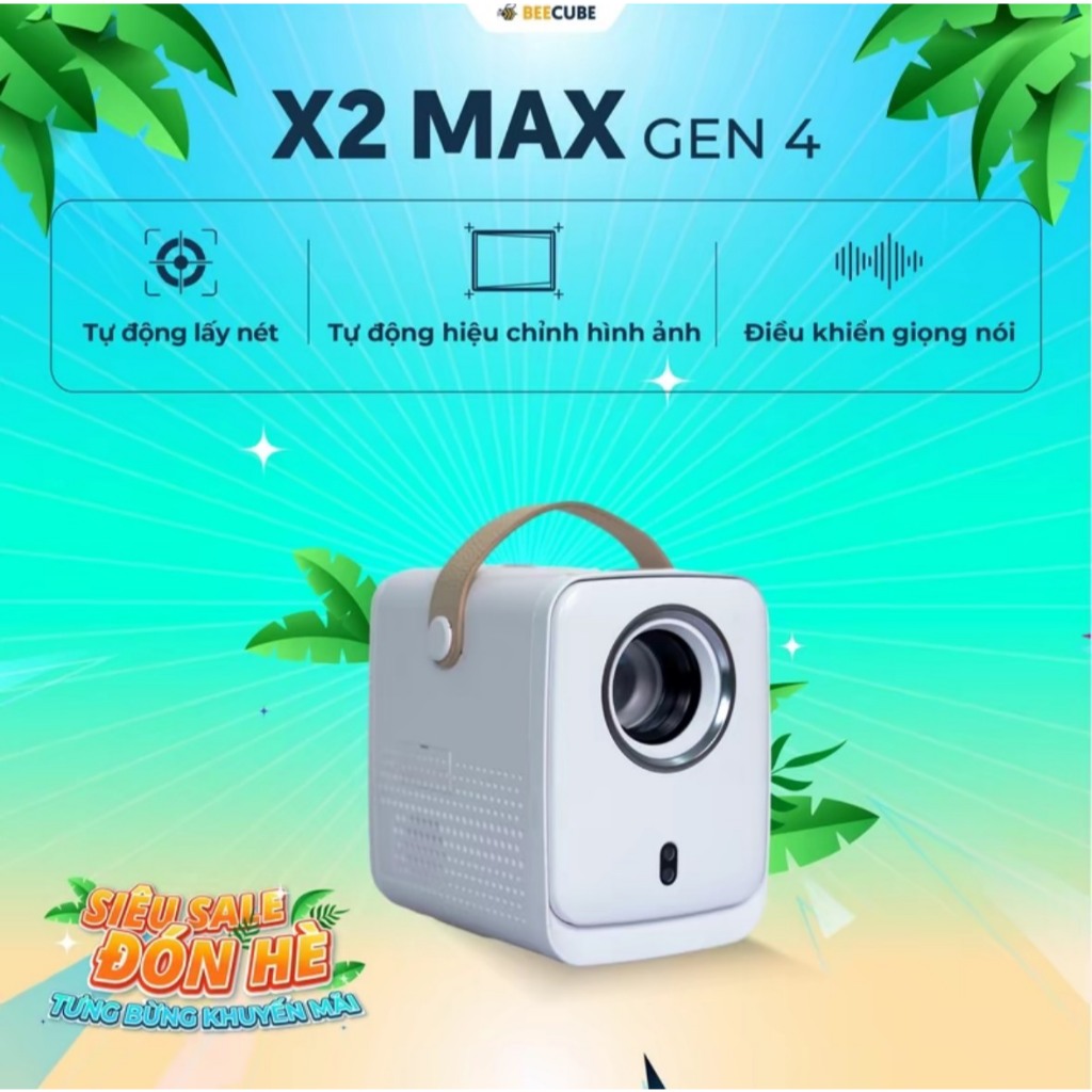 [Tặng PK] Máy Chiếu Mini Cao cấp Beecube X2 Max Gen4 - Độ phân giải Full HD 1080P - Tích hợp 2 loa 5W - Bảo hành 1 đổi 1