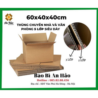 Thùng Carton 5 lớp60x40x40 cm Size Lớn Đóng Hàng - Chuyển Nhà, công ty ,văn phòng An Hảo