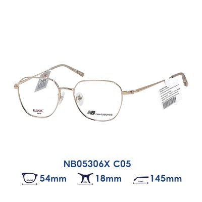 (Hàng chính hãng) Gọng kính nam nữ New Balance NB05306X C05 (54-18-145) màu sắc thời trang, thiết kế dễ đeo bảo vệ mắt