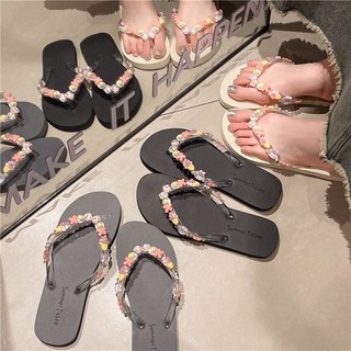 Dép xỏ ngón gắn stiker, SAKI, đế bệt quai trong, thời trang, dễ thương, chọn chuẩn size