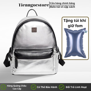 Balo da thời trang nam nữ màu bạc ,Da PU Cao Cấp, Ba lô đựng Laptop -Chống thấm nước
