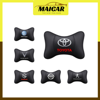 Gối Tựa Đầu Da Ô Tô Cao Cấp, Thoáng Khí Chất Liệu Da PU Logo nhiều Hãng Xe TGPKMC