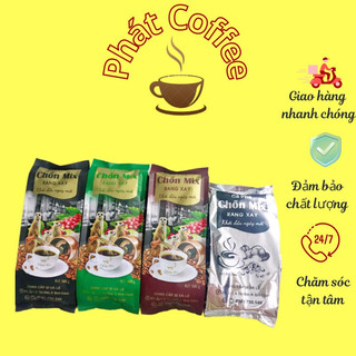 Combo 4 túi cà phê TRỘN đặc biệt thơm đậm béo chồn mix buôn mê thuộc chồn túi bạc đen nâu và xanh