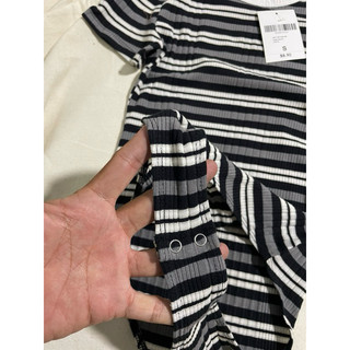 áo thun bodysuit sọc ngang thun 4 chiều