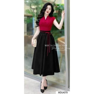  MDU4079 Váy thiết kế thanh lịch và sang trọng với chất Tơ Hàn mềm mịn, cao cấp, nhẹ nhàng