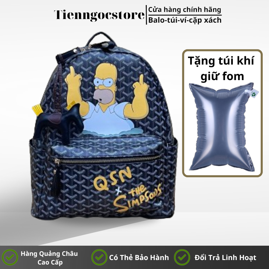 Balo QSN EDMOND MASION MONOGRAM Simpsons tặng móc khoá ngựa da cao cấp đi học size L