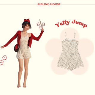  Thời trang mùa hè Jumpsuit hai dây form ôm họa tiết hoa nhí cổ phối ren dễ thương Yelly Jump - Sibling