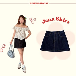  Chân váy jeans nữ ngắn form chữ A điểm nhấn dập chỉ nổi thiết kế túi có lót quần Jena Skirt - Sibling