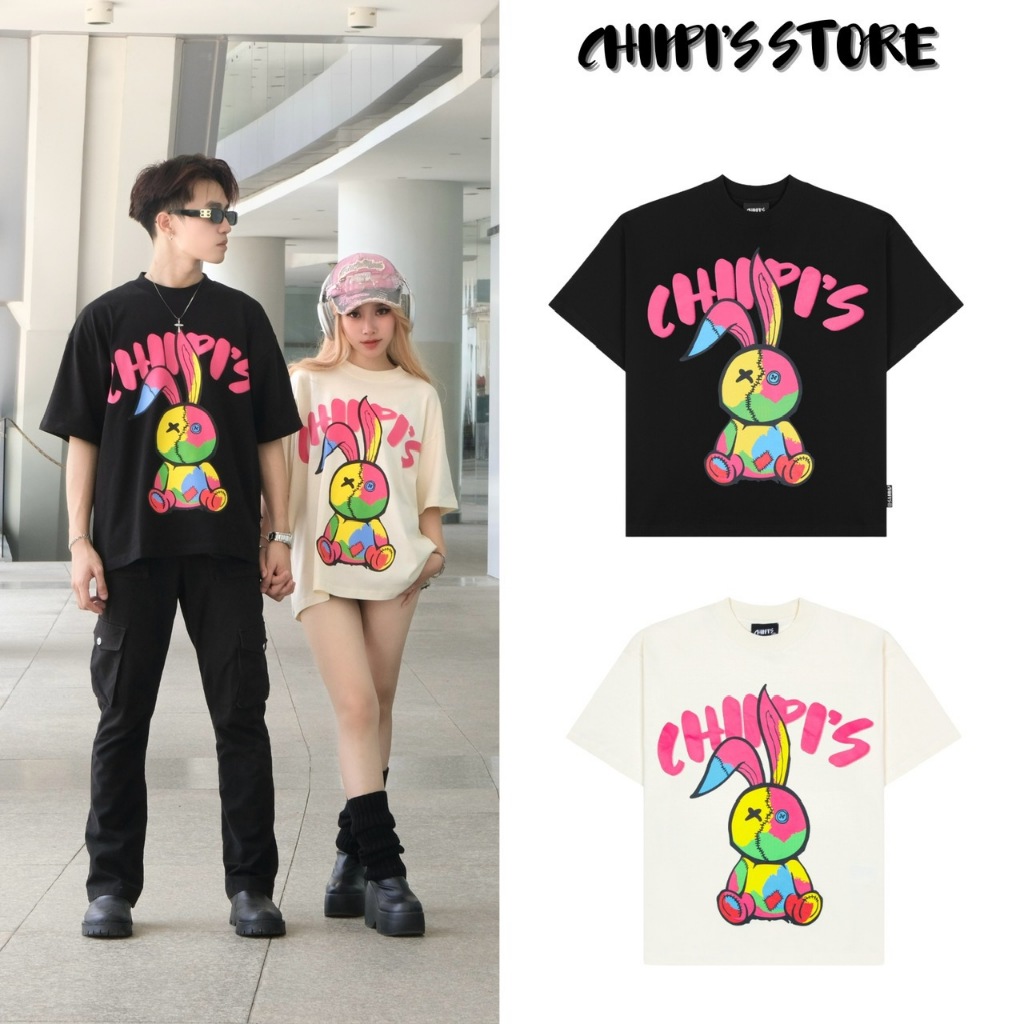 Áo Thun "RABBIT RAINBOW", Form Boxy Tee. Áo Phông Nam Nữ CHIIPI'S STORE