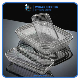  Rổ inox 304 kiểu Nhật Whale Kitchen đựng thức ăn chiên dạng lưới sáng bóng nhiều kích cỡ 