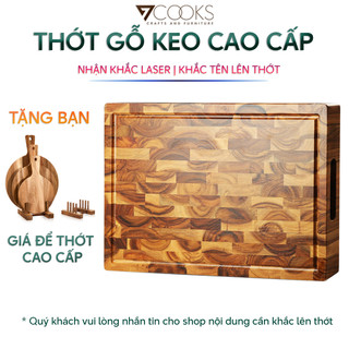 Thớt gỗ keo cao cấp size 35x25x3.5 cm thương hiệu 7COOKS, tính thẩm mỹ cao,an toàn cho sức khỏe