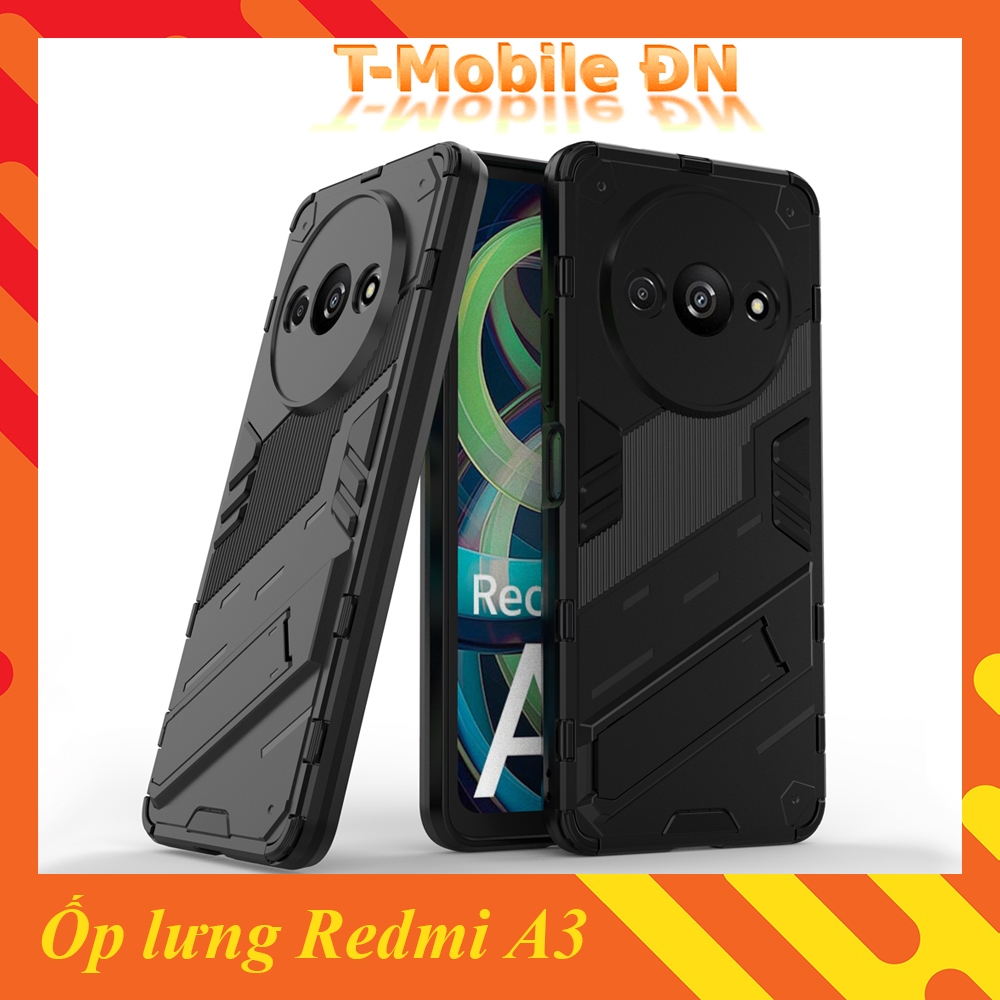 Ốp lưng Xiaomi Redmi A3, Ốp chống sốc Iron Man PUNK cao cấp kèm giá đỡ cho Redmi A3