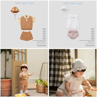 Set Nous cộc tay mix mũ cho bé trai bé gái