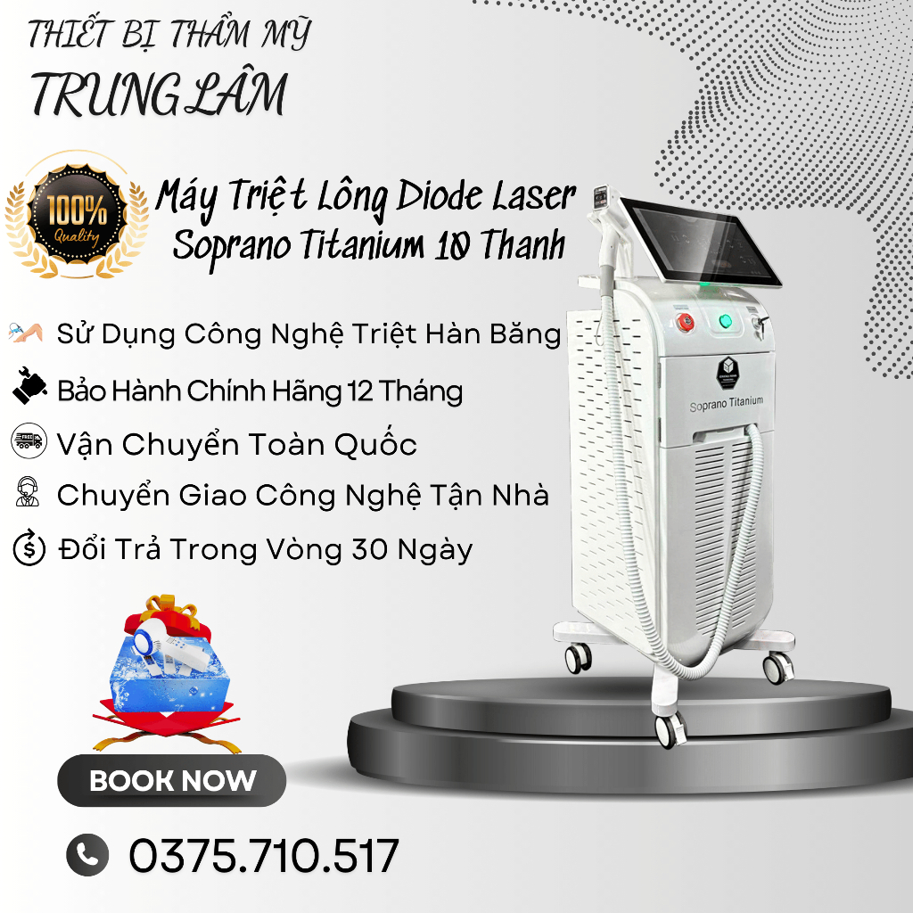 [TL Medical Spa] Máy Triệt Lông Diode Laser 808 Soprano Titanium 1 Tay Cầm| Máy Triệt Lông Diode Laser
