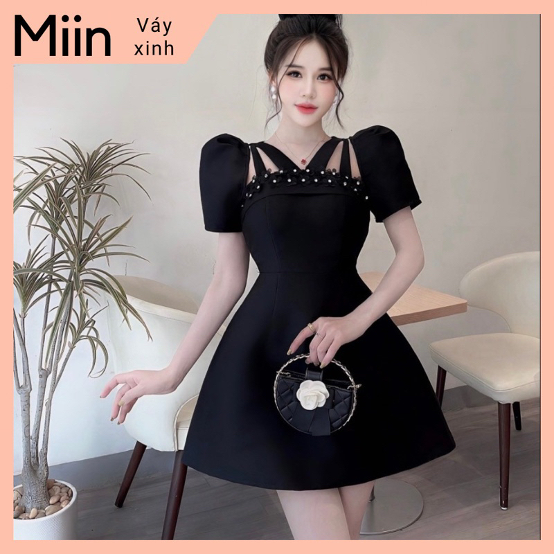 Váy tapta 4 dây hoa laze đá ngực