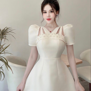 Váy tapta 4 dây hoa laze đá ngực