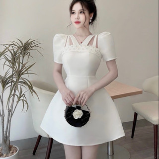 Váy tapta 4 dây hoa laze đá ngực