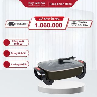 Nồi lẩu điện đa năng SATO 50NL51, Bếp lẩu đa năng dung tích 5L nấu, xào rán, Phù hợp cho 4 - 6 người Bảo hành 12 tháng