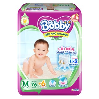 [CỘNG 6 MIẾNG] Bỉm tã quần Bobby size M76+6/L68+6/XL62+6/XXL56+6