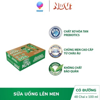  Thùng 48 Chai NuVi Sữa Chua Uống Lên Men Tự Nhiên  Cam  Dâu Chai 100ml - NUTIFOOD - YOOSOO 