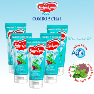 COMBO5-Dung dịch vệ sinh EnterLyna Cool 80ml trầu không bạc hà trà xanh, chiết xuất lá trầu không