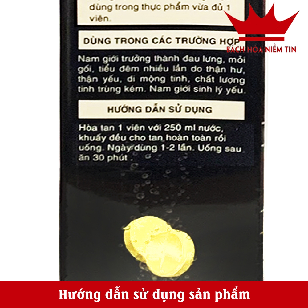 Viên sủi Mãnh hỗ dương - hòa tan nhanh, tác dụng nhanh - giúp bổ thận tráng dương, giảm tiểu đêm, đau lưng