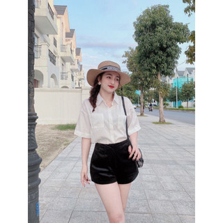 Áo sơ mi 2 túi đũi cộc tay rơi