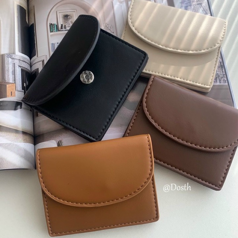 Ví bóp nữ cầm tay nhỏ gọn 3 ngăn da Kẻ Ô Vuông