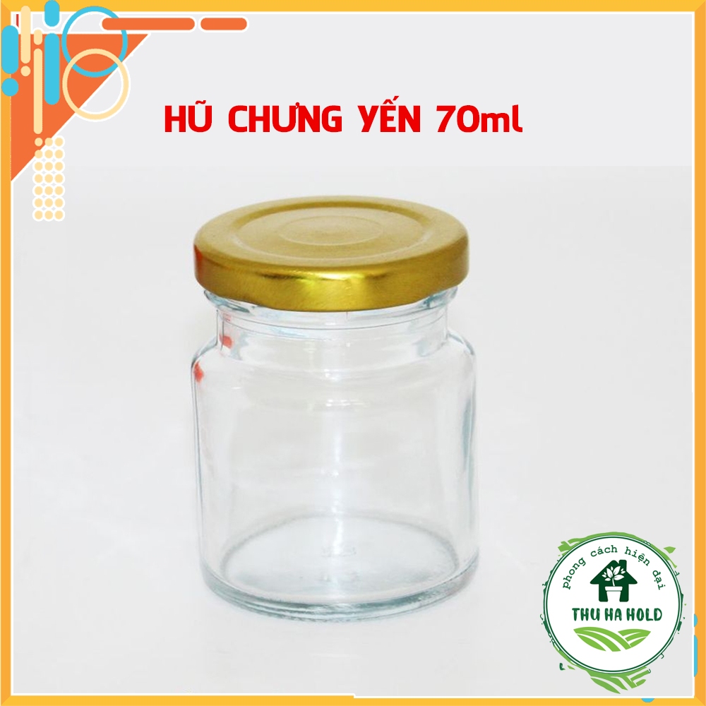 Hũ chưng yến thủy tinh tròn nắp vặn thiếc 70ml đựng yến sữa chua thực phẩm