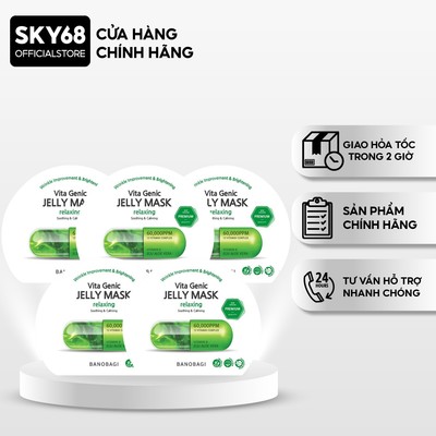 Combo 5 Mặt Nạ Làm Dịu Da BANOBAGI PREMIUM Vita Genic Jelly Mask Relaxing 30mlx5 - XANH LÁ (NEW)