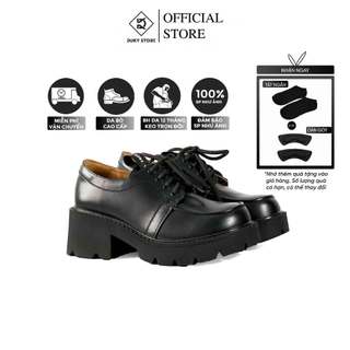 Giày oxford nữ cổ thấp jun boot da bò đế cao su 6cm mzdl dkg089 - duky store