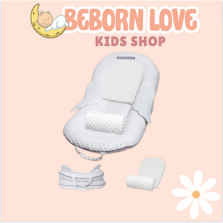 Gối chống trào ngược cho bé, giữ ấm bụng 3 trong 1 BEBORN LOVE kèm gối gác chân, sử dụng được 4 mùa