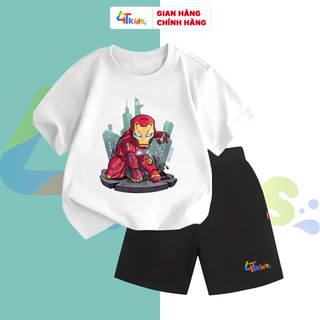 Bộ Cho Bé Trai In Hình Ironman, Bộ Hè Bé Trai Chất Cotton Thấm Hút Thoáng Mát 4Tkids 4T0035