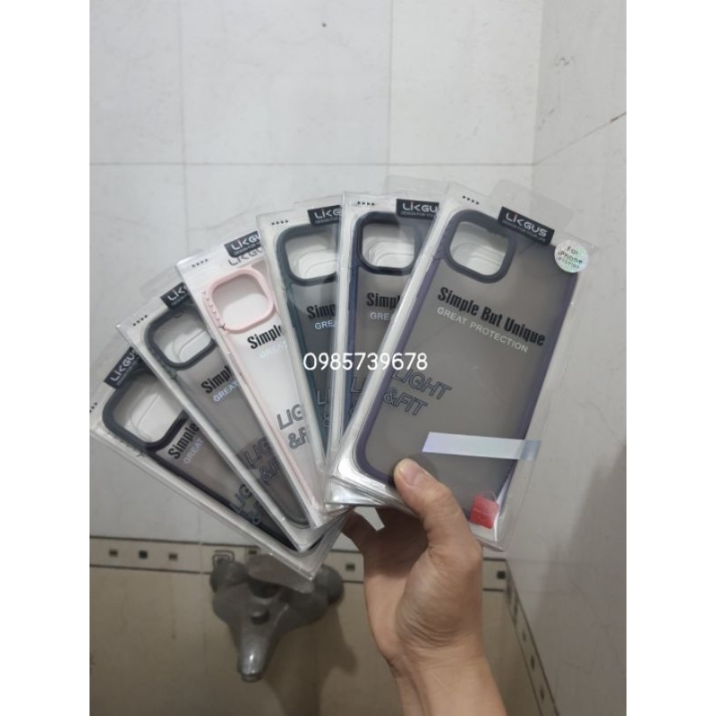 Ốp lưng IPHONE 15 PLUS HIỆU LIKGUS lưng Nhám viền màu bảo vệ máy