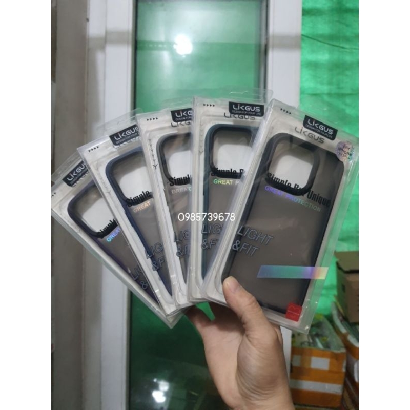 Ốp lưng Hiệu Likgus IPHONE 15 PRO lưng Nhám viền màu .