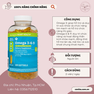 Viên omega 3-6-9 member’s mark mỹ 325 viên