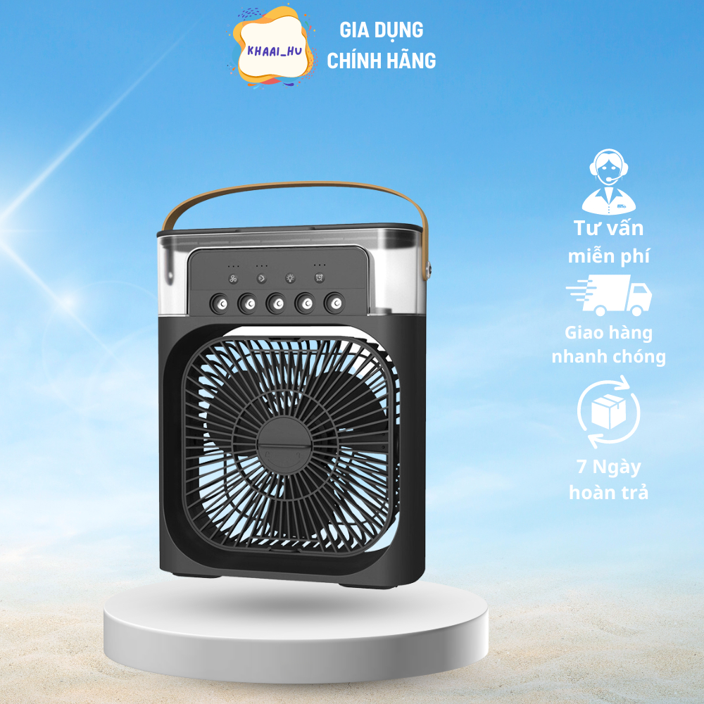 Quạt Điều Hòa Hơi Nước 3 Tốc Độ Gió - Quạt Phun Sương 5 Lỗ Bình Chứa 600ml Hẹn Giờ Thông Minh ( didooglt )
