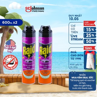 Combo 2 RAID Bình xịt côn trùng Hương Cam Chanh 600ml/bình