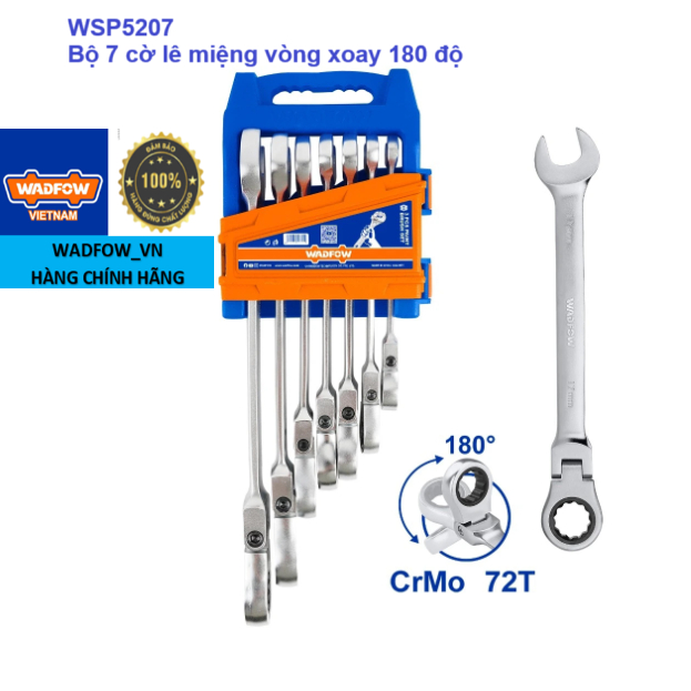 WADFOW - WSP5207Bộ 7 cờ lê miệng vòng xoay 180 độ
