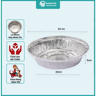 Mua Sỉ 50 Khay Giấy Bạc Size 24cm Lót Nồi Chiên Không Dầu, Lò Nướng - Khuôn Đĩa Nhôm Đựng Thức Ăn, Thực Phẩm