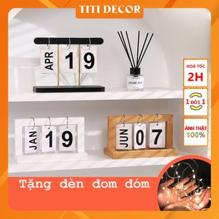 [Mẫu 2024, Tặng Đèn] Lịch Để Bàn Decor, Lịch Lật Số Để Bàn Trang Trí Bàn Học Lịch Gỗ Vạn Niên Decor Bàn Làm Việc