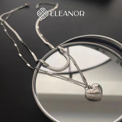Dây chuyền nữ titan Eleanor Accessories layermặt trái tim vòng cổ basic phụ kiện trang sức 4985
