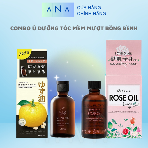 Combo Dầu Dưỡng Tóc Hoa Hồng Rose Oil Botanical và Dầu Dưỡng Cam Quýt Yuzu Hair Oil Nhật Bản