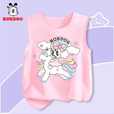 Áo trẻ em BOBDOG, áo ba lỗ bé gái chất liệu thun cotton mỏng mát in hình pony cute cho bé