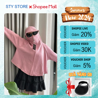 Áo Chống Nắng Cánh Dơi Nữ Chất Cotton Cao Cấp Mũ Vành Rộng Khóa Kéo Chùm Kín Mặt Chống tia Uv >98%